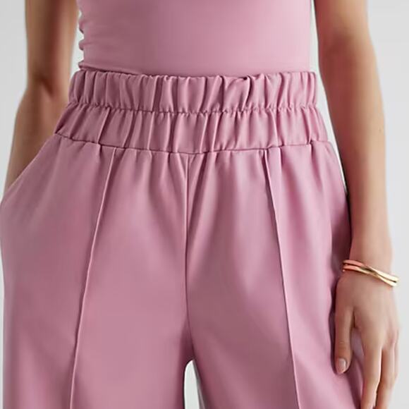 Express Super High Waisted Faux Leather Cropped Wide Leg Pants Pink Pants XS - Picture 4 of 11